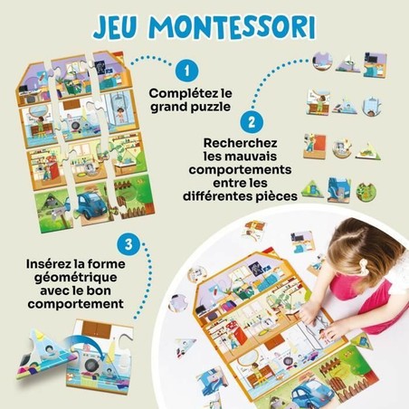 Puzzle ecológico infantil con materiales reciclables y diseño multicolor