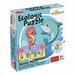 Juguetes construcción niños: Puzzle Adventerra ecológico de 24 piezas para aprender sobre animales.