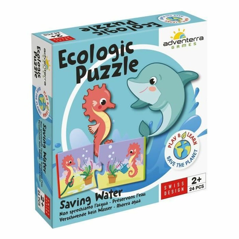 Juguetes construcción niños: Puzzle Adventerra ecológico de 24 piezas para aprender sobre animales.