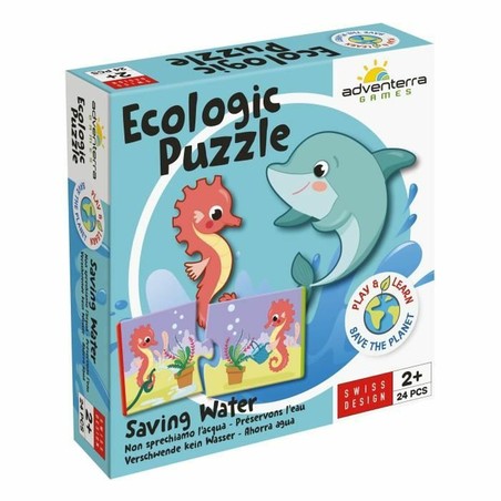Juguetes construcción niños: Puzzle Adventerra ecológico de 24 piezas para aprender sobre animales.