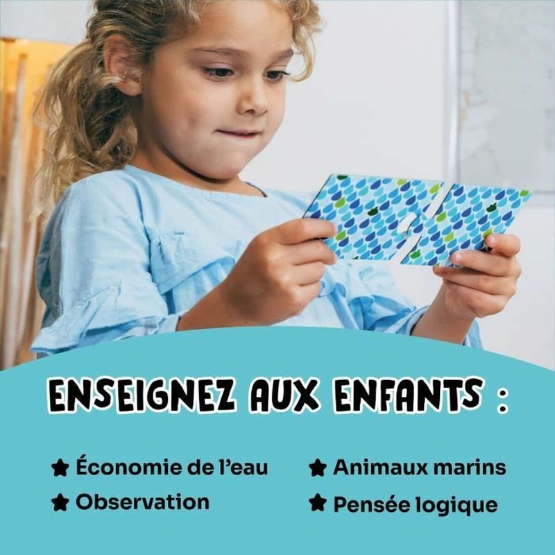 Set construcción educativo: Puzzle Adventerra de cartón reciclado con temática de ahorro de agua.
