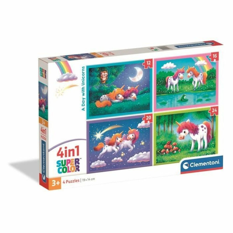 Juguetes construcción niños: Set de 4 puzzles Clementoni de unicornios