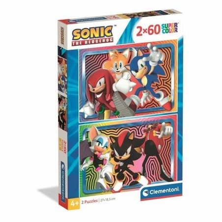 Puzzle Clementoni Sonic (2 Unidades) para juguetes construcción niños
