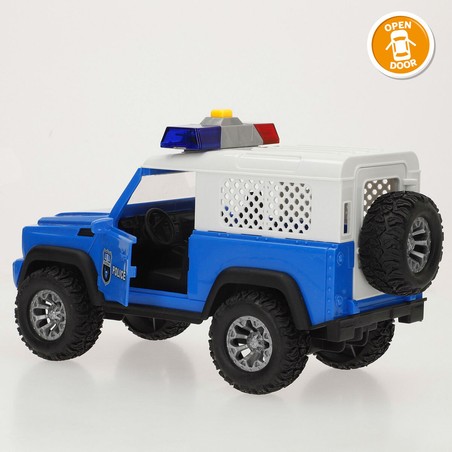 Coche todoterreno infantil de policía con puertas abribles