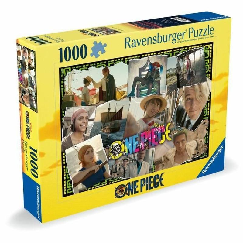 Detalle de personajes de One Piece en puzzle, set construcción educativo