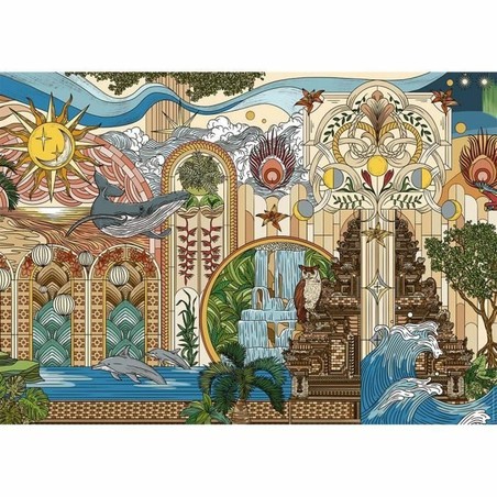 Puzzle para adultos completado, entretenimiento educativo
