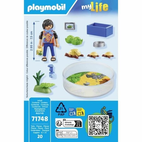 Escena de juego Playmobil con tortugas y elementos naturales