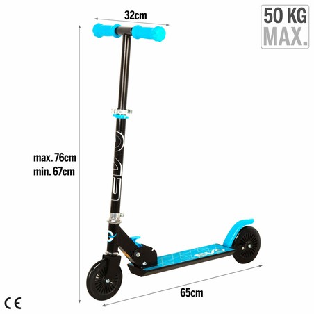 Detalle del manillar ajustable y puños antideslizantes del patinete EVO