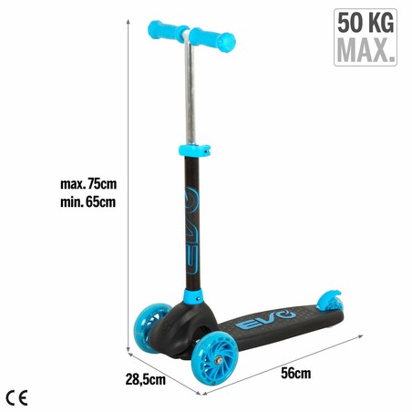 Patinete EVO visto desde atrás, con freno trasero para mayor seguridad en niños 3 años