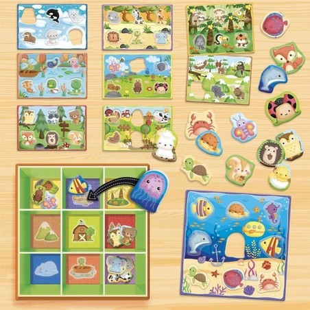 Juego Montessori cajas apilables bebé con animales