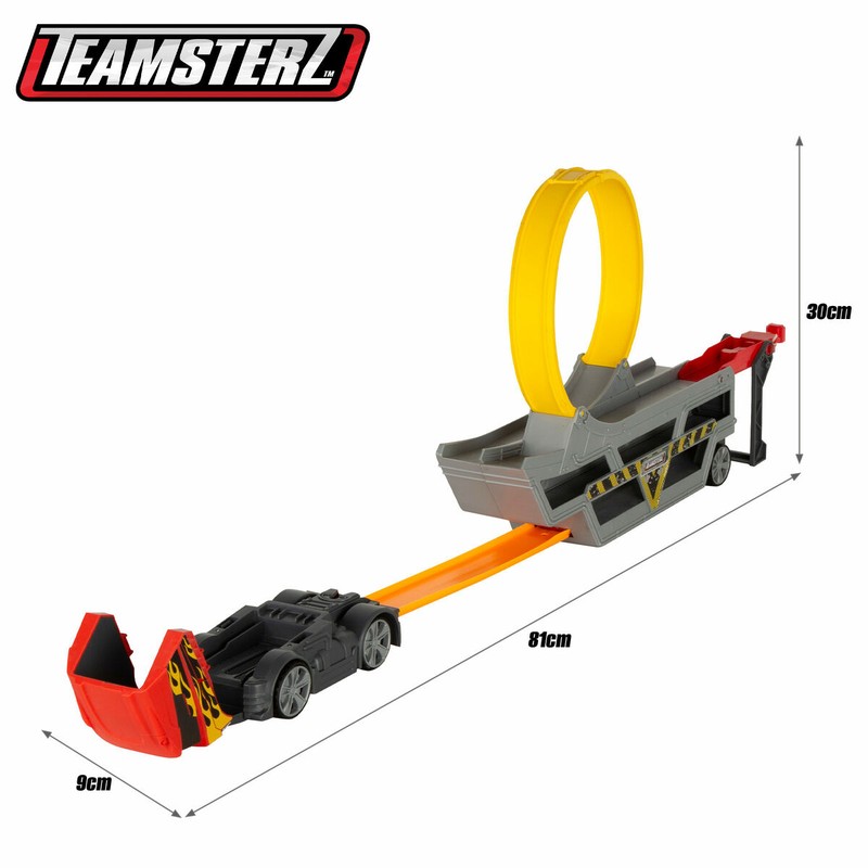 Camión portavehículos Teamsterz cargando coches, ideal para juegos de construcción