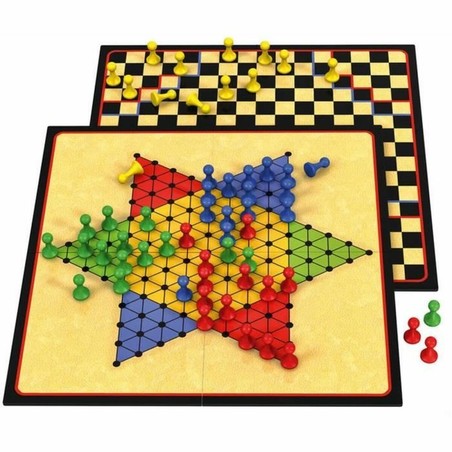 Juego mesa familiar Damas Chinas, diversión educativa para 4 jugadores.