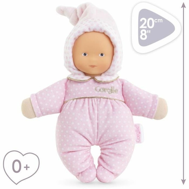 Detalle del Peluche Corolle, con expresión dulce y tamaño perfecto