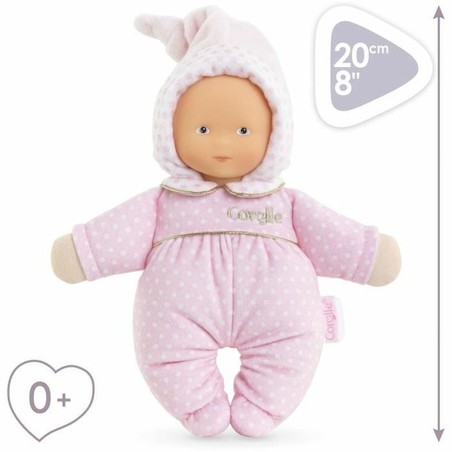 Detalle del Peluche Corolle, con expresión dulce y tamaño perfecto