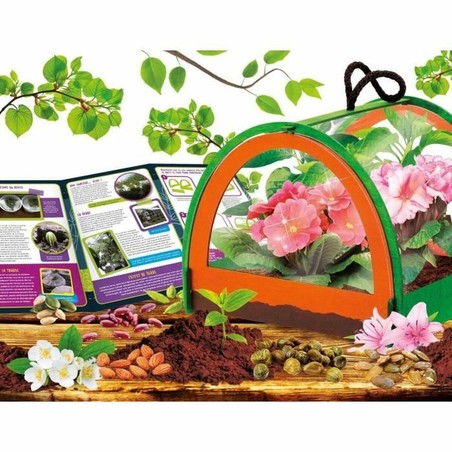 niño aprendiendo crecimiento plantas con set construcción educativo