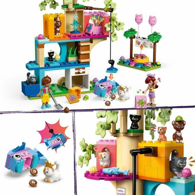 Detalle del árbol para gatos y fiesta de cumpleaños LEGO Friends