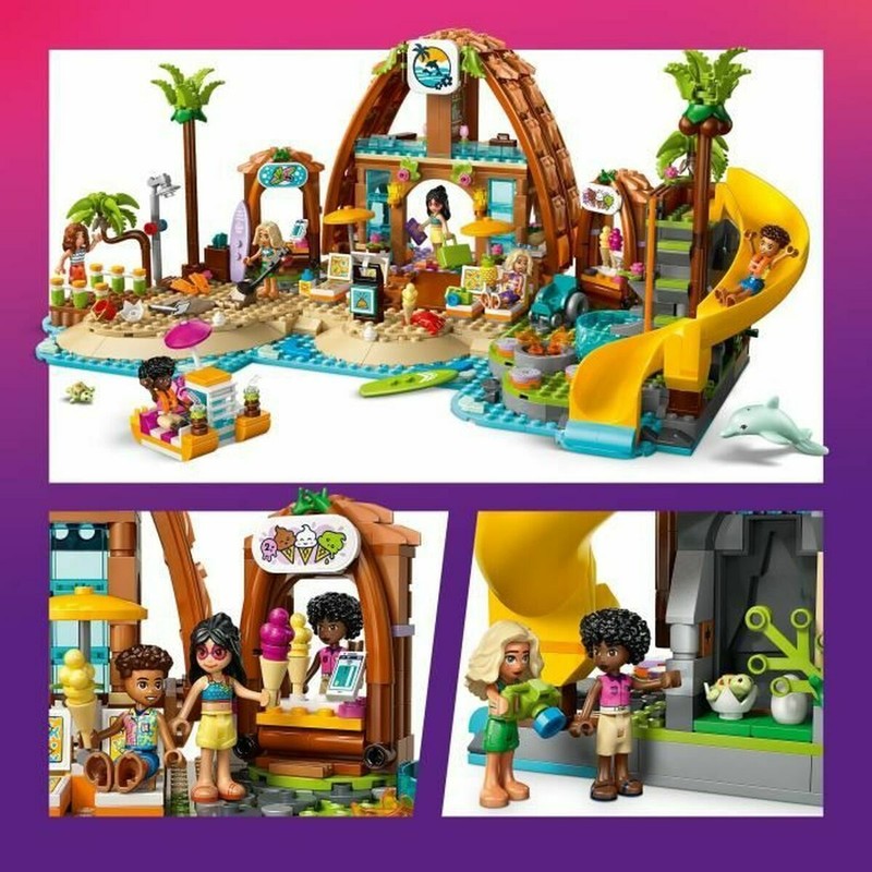 Set construcción educativo Lego Friends figuras jugando en la playa.