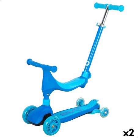 Patinete EVO azul, juguetes construcción niños para desarrollar el equilibrio.