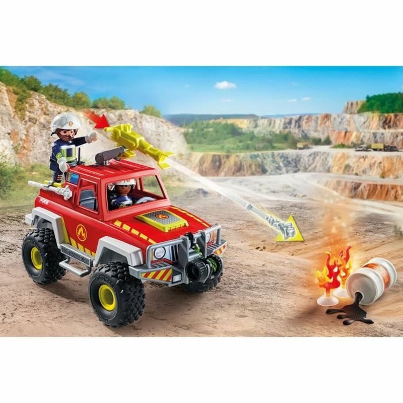 Camión de bomberos Playmobil con compartimentos abiertos