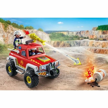 Camión de bomberos Playmobil con compartimentos abiertos