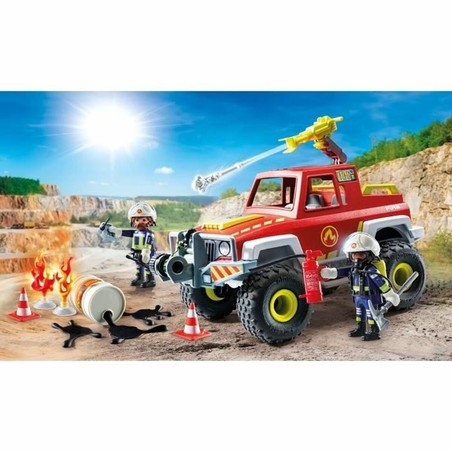 Vista superior del camión de bomberos Playmobil, listo para la acción