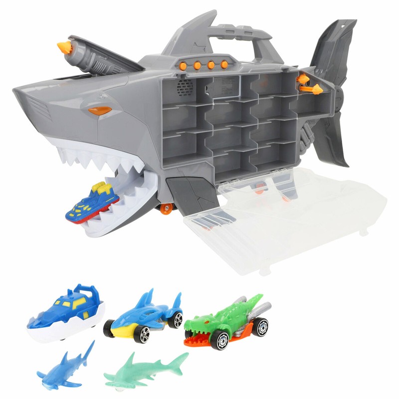 Set de vehículos Teamsterz Roboshark con accesorios y rampa