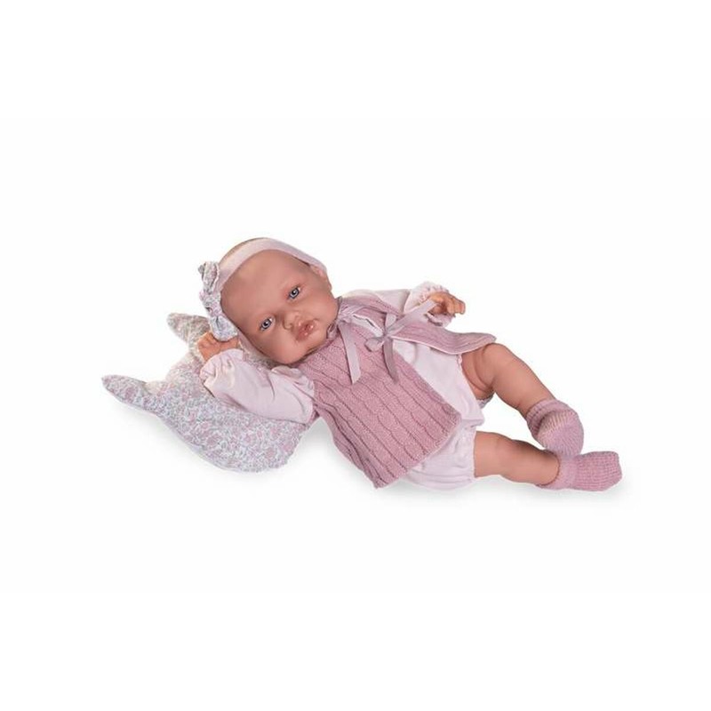 Muñeca bebé Antonio Juan de 50 cm con gorro rosa
