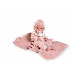 Muñeca Bebé Antonio Juan 42 cm con pijama rosa y gorro