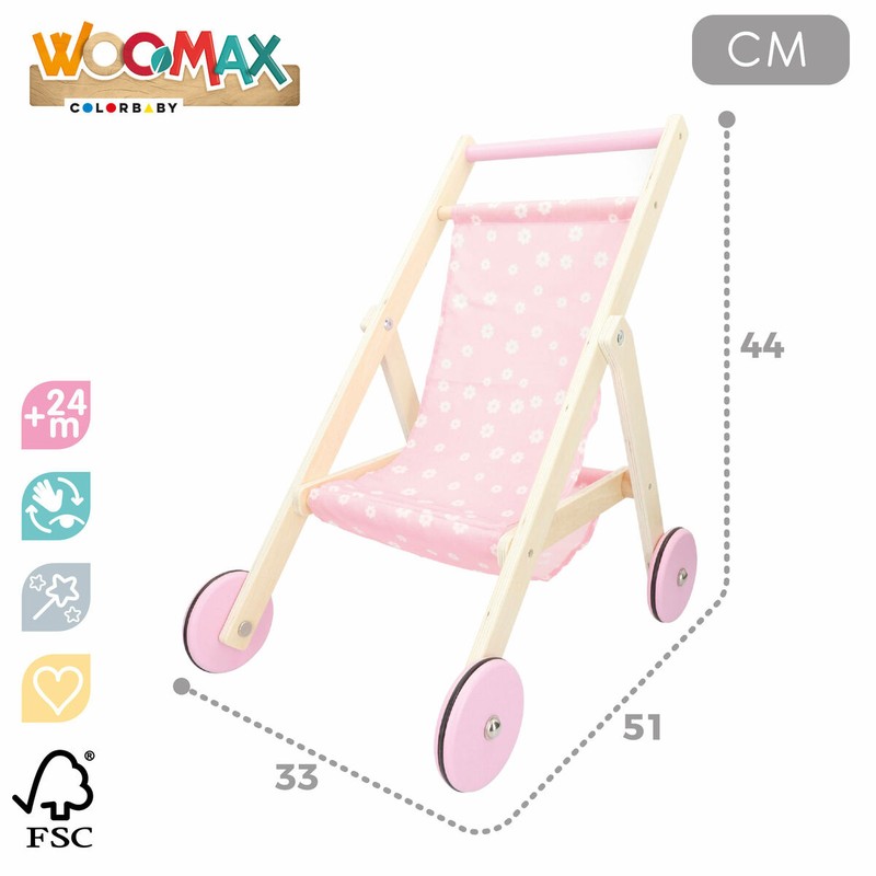 Silla paseo muñecas de madera, ideal para el desarrollo motriz