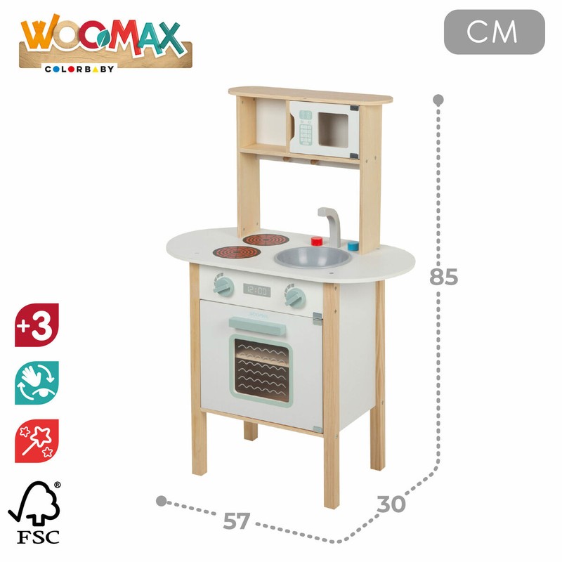 Detalle fregadero y fogones de la cocina de juguete resistente