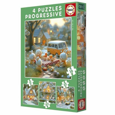 Set 4 puzzles educativos de conejos Educa para niños