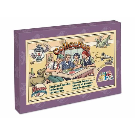 Juego mesa familiar Parchís Cayro, detalle de fichas y dados