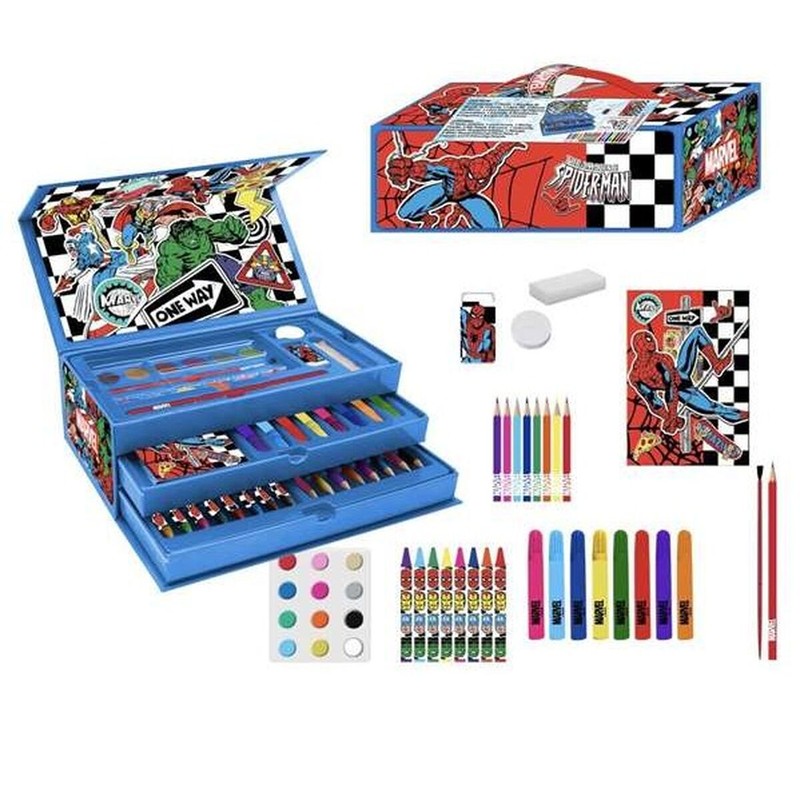 Caja de actividades para colorear The Avengers, ideal para manualidades niños y desarrollo creativo.
