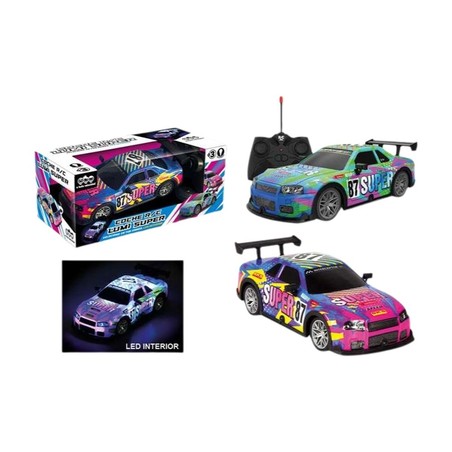 Coches juguete niños: Radiocontrol Lumi azul-verde con luces