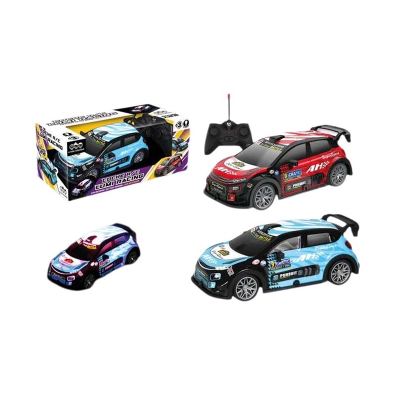Coches juguete niños Lumi Racing azul con luces LED