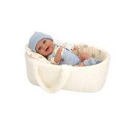 Muñeco Bebé Arias Elegance Gadi Azul con capazo y bolsa de transporte
