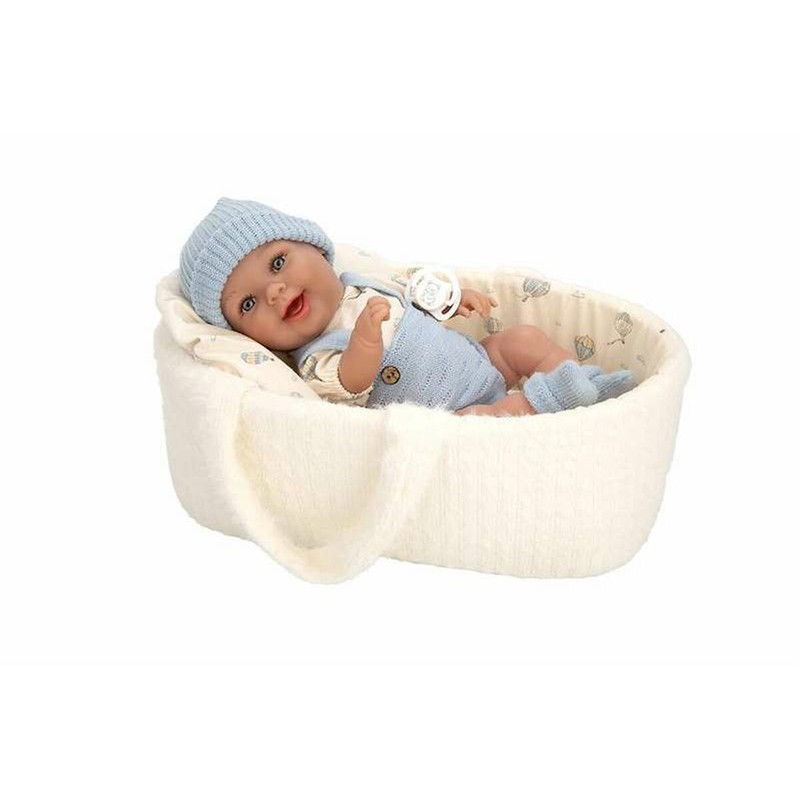 Muñeco Bebé Arias Elegance Gadi Azul con capazo y bolsa de transporte