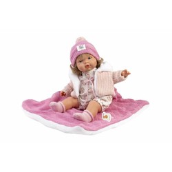 Muñeca Bebé Llorens 38 cm interactiva con chupete y mantita 2