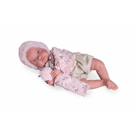 Muñeca bebé Antonio Juan 52 cm con vestido rosa y gorrito a juego
