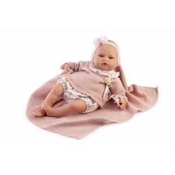Muñeca Antonio Juan bebé realista de 50 cm con vestido y manta 2