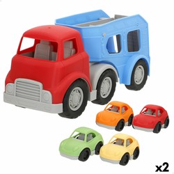 camión portacoches infantil playgo con rampa desplegada y coches