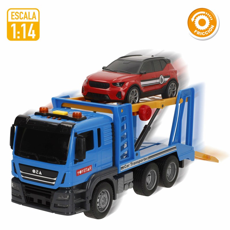 Camión con coches para niños en acción, fomentando la motricidad