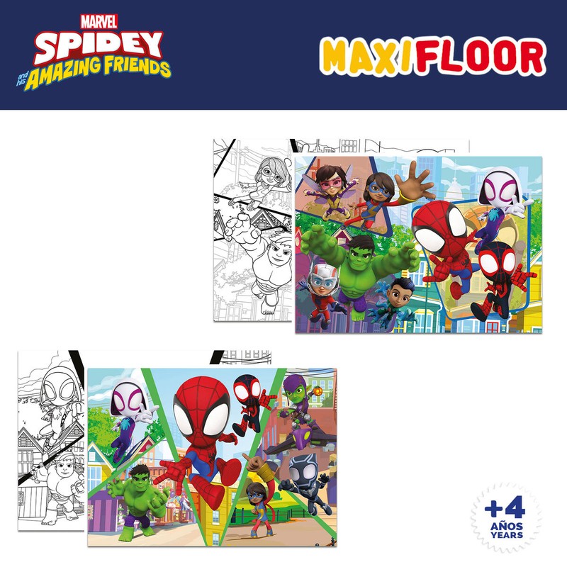 Set de 4 puzzles Spidey 48 piezas, desarrollo motricidad fina