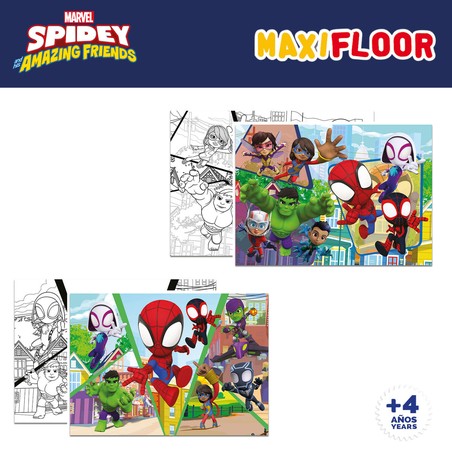 Set de 4 puzzles Spidey 48 piezas, desarrollo motricidad fina