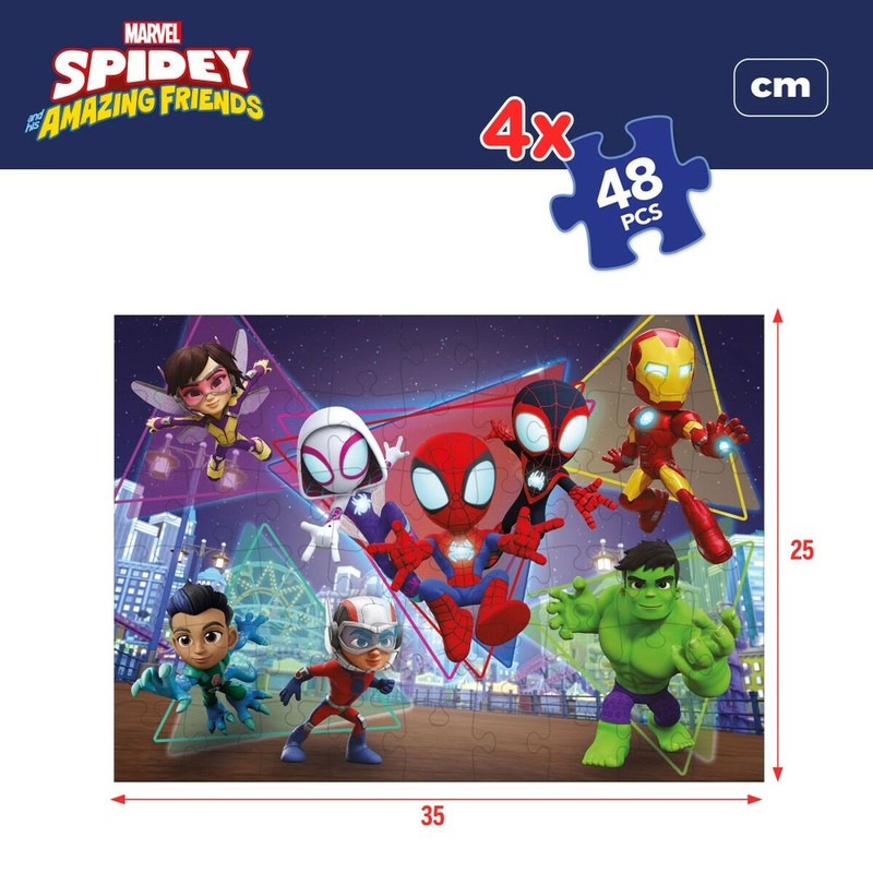 Juego de puzzles Spidey 48 piezas por puzzle, ideal concentración