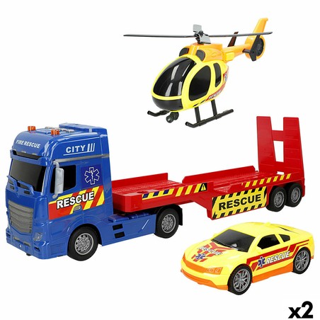 Camión portavehículos infantil Speed & Go con coche y helicóptero