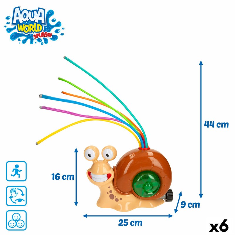 Primer plano de los 6 tubos rociadores de agua del juguete aspersor.