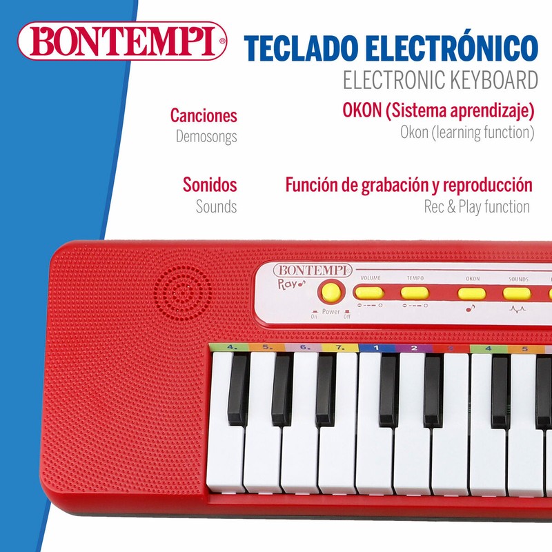 Pack de teclados Bontempi promoviendo el desarrollo musical temprano y la coordinación ojo-mano.