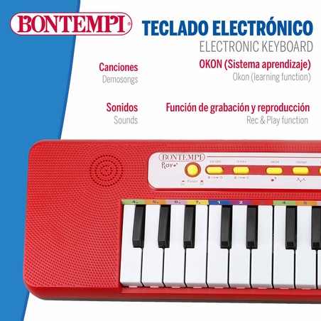 Pack de teclados Bontempi promoviendo el desarrollo musical temprano y la coordinación ojo-mano.
