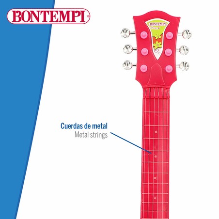 Guitarra rock electrónica Bontempi, colores rojo y rosa